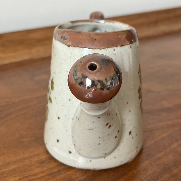 Vintage Takahashi 3.5" Stoneware Watering Can Japan Mini Speckled Floral Flowers - Picture 5 of 9